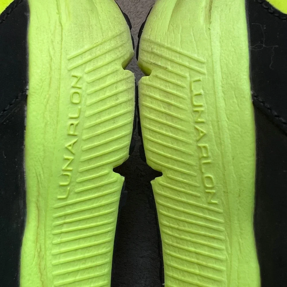 Nike Lunarlon Women 6.5 Youth 5Y Running Shoes Athletic Sneaker Black Neon Green